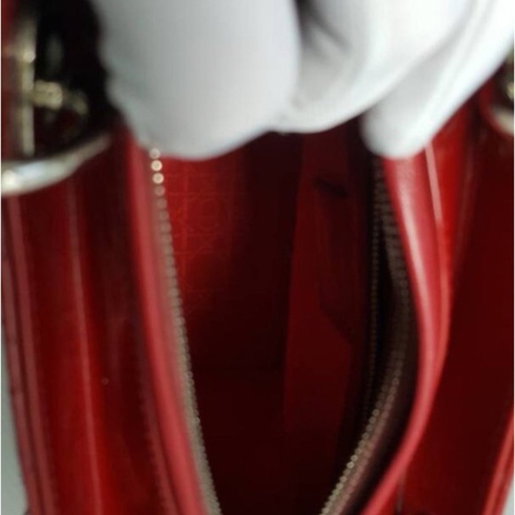 Medium Patent Leather Red Lady Dior Bag with Silver Tone Hardware - Picture 5 of 11